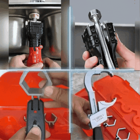 COMBO GASFITERO  llave inglesa universal + llave multifuncional 18 en 1