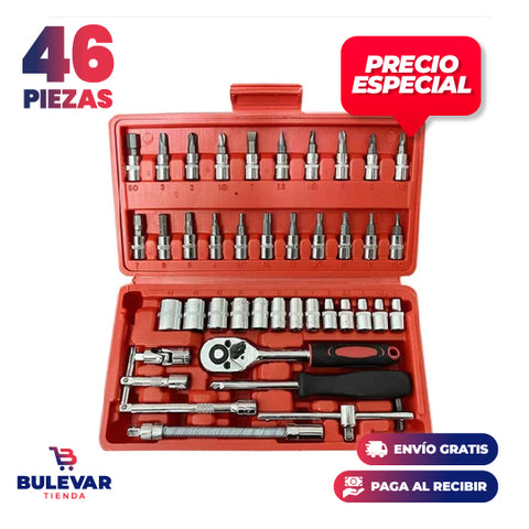COMBO  AFILADOR DE BROCAS + KIT DE HERRAMIENTAS DE 46 PIEZAS